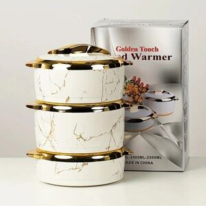 3pcs, Golden Touch Food Warmer, Thermal Casserole Dish Set With Lids
